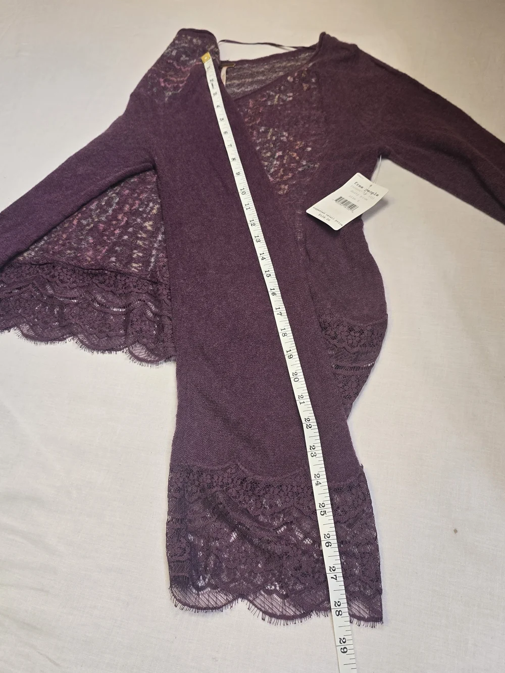 Free People Plum Lace-Hem Long Sleeve Top